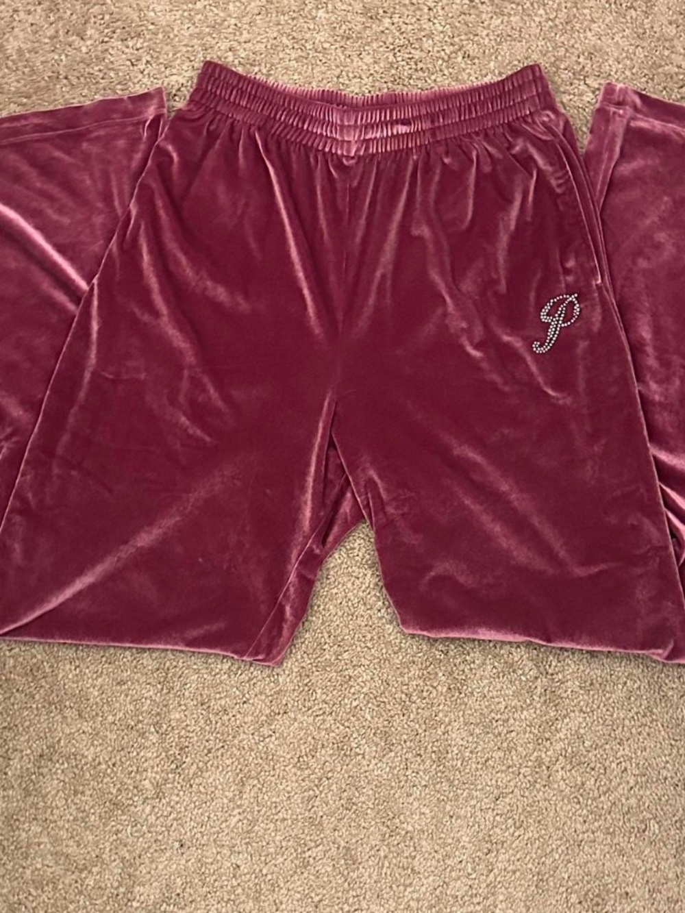 Victoria Secret PINK Magenta Velvet Sweat Pants